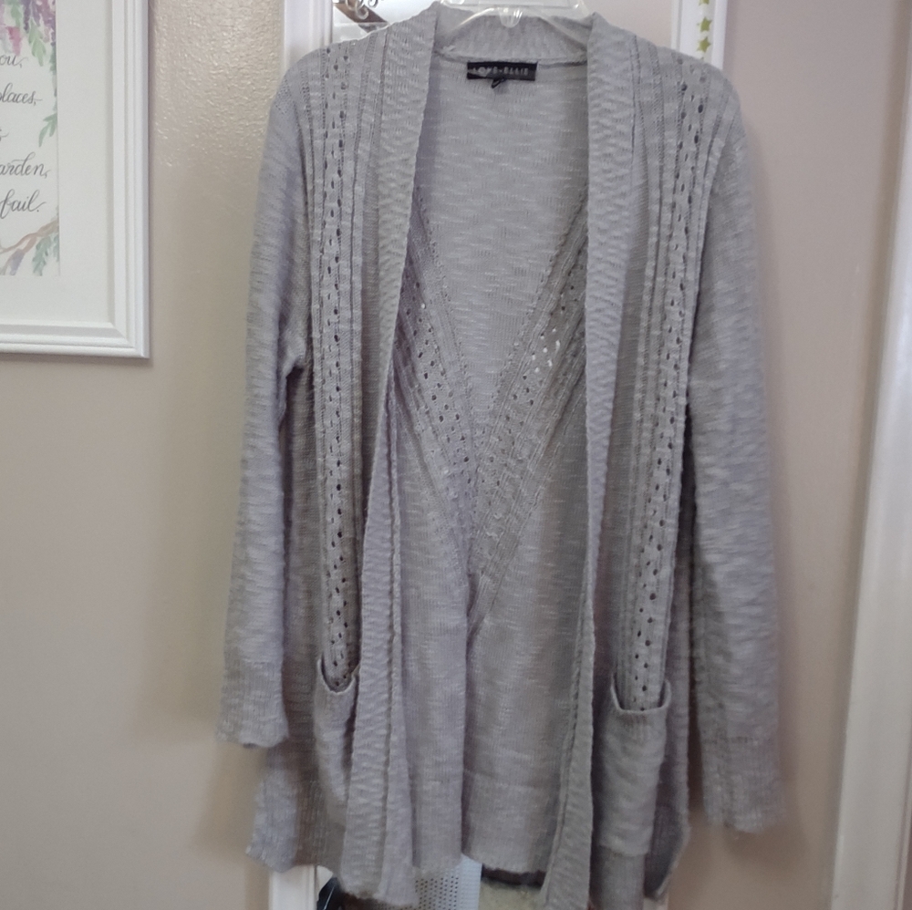 Light Gray Open-Front Cardigan